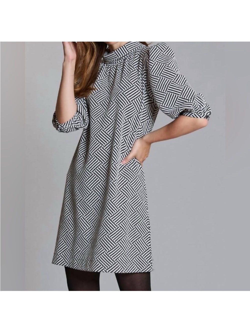 Tyler Boe Black and White Geometric Mini Dress
